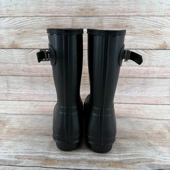 Hunter Original Short Rain Boots Black Matte Waterproof Womens 10M 1881032 - Picture 3 of 9